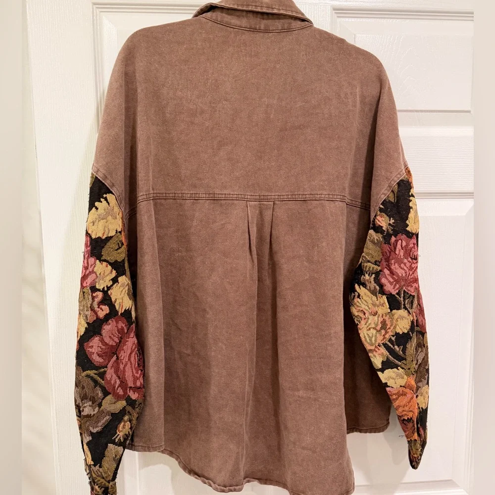 POL Brown Tapestry Button Up Jacket Size L - Picture 5 of 9